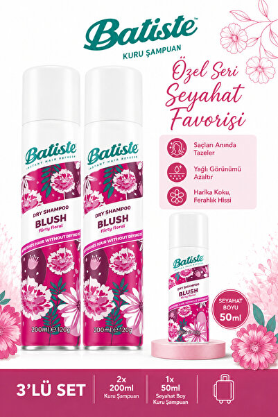 Batiste Blush Kuru Şampuan 3'lü Set - 2x200 ml + 50 ml Seyahat Boy