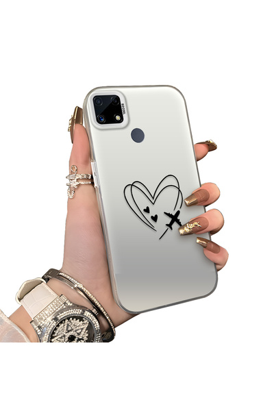 ucuc Realme C15/C25/C25S Compatible Line Heart and Airplane Pattern Non-Trans...