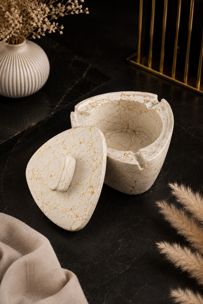 betonmall Scrumieră din beton cu capac, scrumieră decorativă lucrată manual