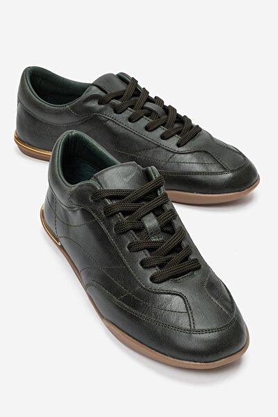 LuviShoes Colette Green Skin Genuine Leather Women's Casual Sneakers
