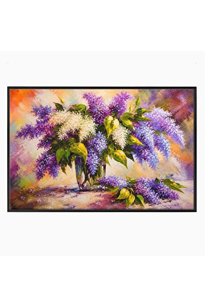 Luxcanva Tablou Canvas Buchet De Liliac 100x70 cm cu Rama Negru Liliac Flori ...