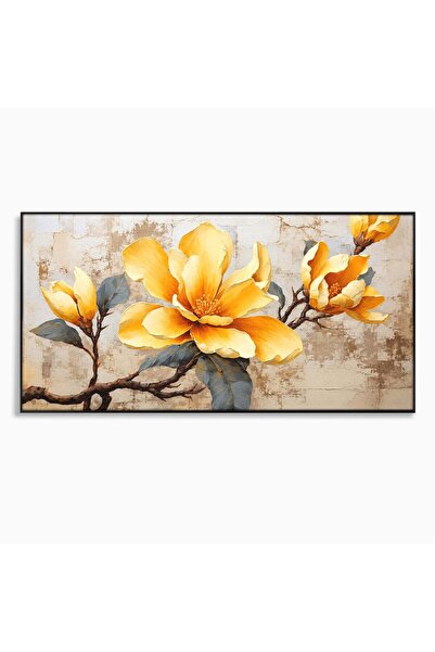 Luxcanva Tablou Canvas Floare De Magnolie 100x50 cm cu Rama Negru Magnolie Fl...