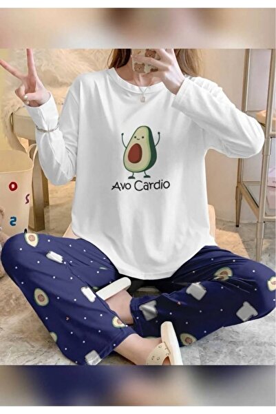 kuzey homewear Set de pijamale cu mânecă lungă cu avocado 07