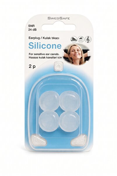 SwedSafe Silikon Kulak Tıkacı, 2 Çift, Hassas Kulaklar İçin, Yumuşak ve Şekil...