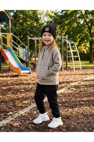 Kız ve Erkek Eşofman Takımı / 3 İplik Şardonsuz/ 3'lü Sweatshirt, Eşofman Altı & Bere / Günlük Takım