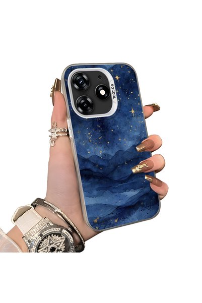 ucuc Tecno Spark 10 Pro(Ki7) Compatible Navy Blue Watercolor Mountain-Star Ar...