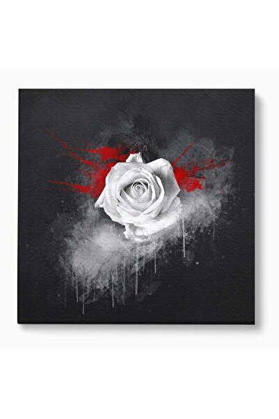 Luxcanva Tablou Canvas Trandafirul Monocrom 50x50 cm pe Sasiu Lemn Trandafir ...