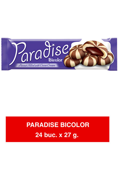 ŞİMŞEK Paradise Bicolor – Biscuiți umpluți cu cremă de cacao – 27g x 24