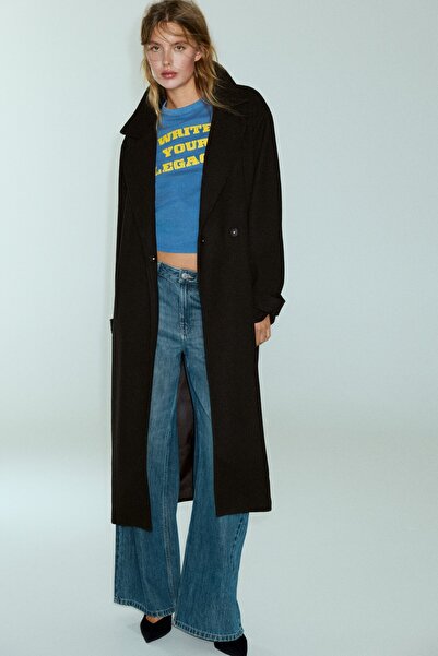 Pull & Bear Kemerli uzun kaban