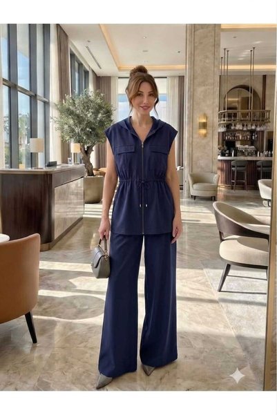 newmisal Women's Comfortable Cut-Out Tunnel-Style Vest and Pants Set with Fro...