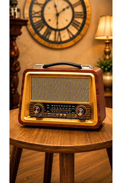 ULTRATEKNO R-2066BT Şarjlı Nostaljik Radyo Bluetooth Hoparlör USB TF Kart Type-C FM AM SW 3 Bant