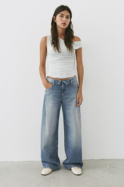 Pull & Bear Kat detaylı baggy relaxed jean