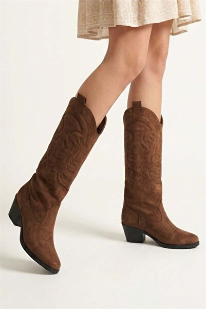 Les Passent Women's Jasire Brown Suede Embroidered Western Cowboy Boots