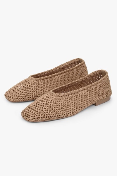 Shoeberry Дамски плетени балеринки Lova в телесен цвят