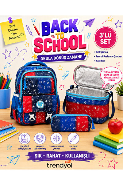 kruxon Relaxion Girls' 3-Piece Primary School Bag Set – Multi-Compartment Bac...