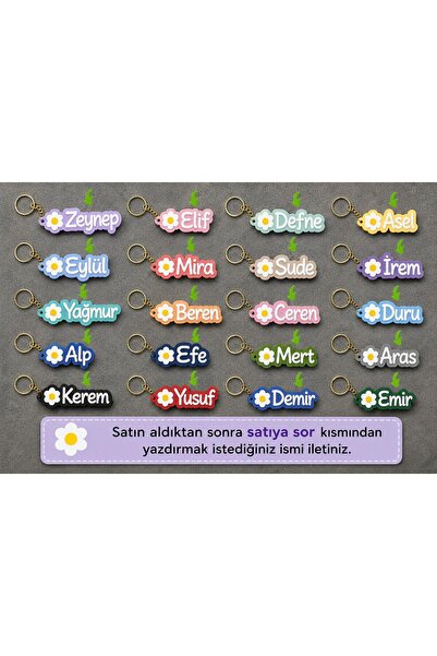 Nhtakgn Kişiye özel papatyalı 3d anahtarlık