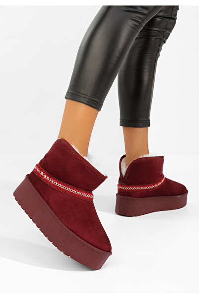 B T Shoes Cizme tip ugg cu platformă Orelis grena