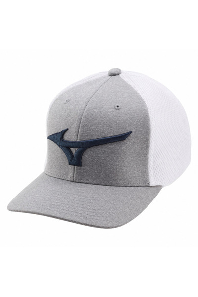 MIZUNO Fitted Meshback Cap Unisex Hat Gray / White