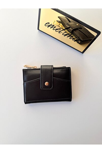 emelimin Women's Black Leather Luxury Design Mini Wallet and Card Holder with...