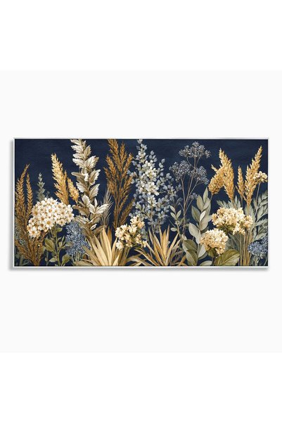 Luxcanva Tablou Canvas Flori De Camp Nocturne 100x50 cm cu Rama Argintiu Flor...