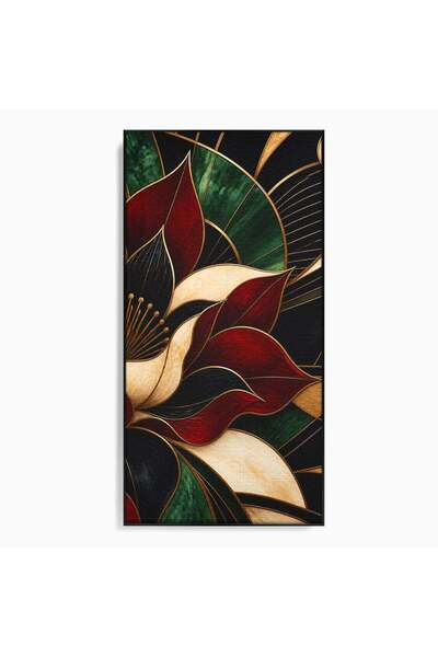Luxcanva Tablou Canvas Floare Abstracta Lux 70x140 cm cu Rama Negru Floare Ab...