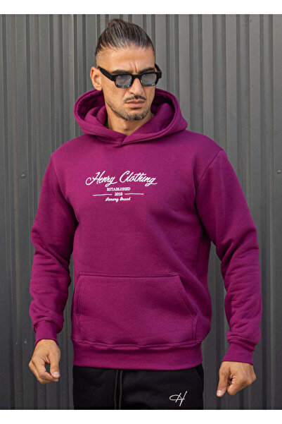 HENRY CLOTHING Ανδρικό φούτερ με κουκούλα Henry Clothing-3-780 με καλλιγραφικ...