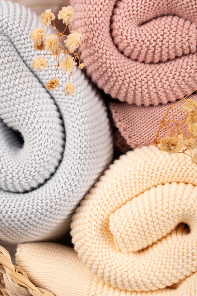 VAUVA 100% Cotton Knitwear Baby Blanket - Baby Stroller and Crib Blanket