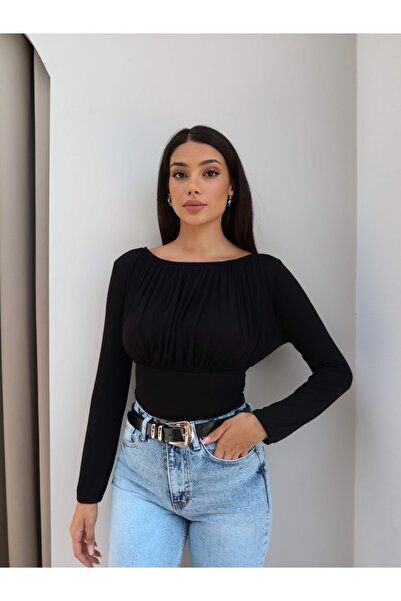 ESRAHELVACI Waist-Tied Gathered Crop Blouse