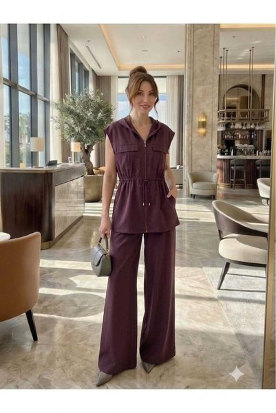 newmisal Women's Comfortable Cut-Out Tunnel-Style Vest and Pants Set with Fro...