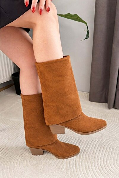 Les Passent Women's Sania Tan Suede Cowboy Boots with 5 cm Heel