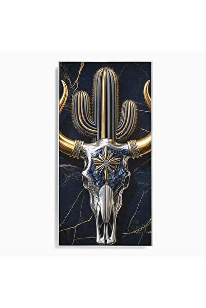 Luxcanva Tablou Canvas Comoara Deșertului 60x120 cm cu Rama Argintiu Craniu T...