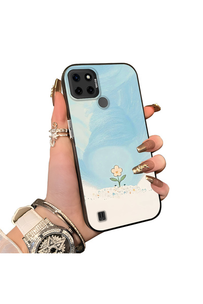 ucuc Realme C21Y/C25Y Compatible Cute Little Flower Pattern Acrylic Back Sili...