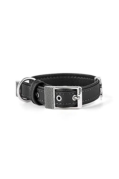 OEMS Bilbao Black Leather Dog Collar - Medium