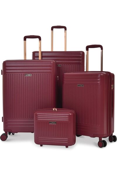 Track Luggage Set, 4 Pieces, Dark Cherry Color, Made of ABS, with 360° Spinne...