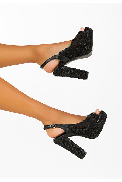 B T Shoes Sandale cu toc gros si platforma Noenia negre