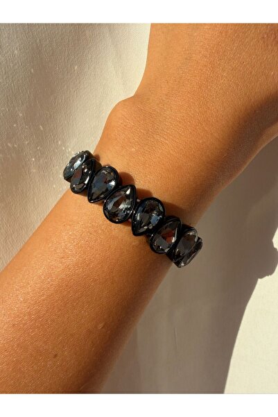 nesdesignn Rubber Bracelet with Drop Stones — Black