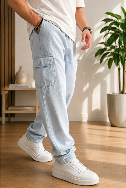 Edwox Men's Baggy Pants Ice Blue Cd189