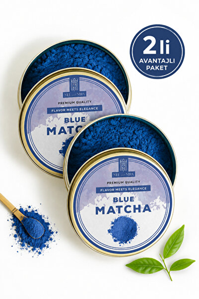 Mel and Mira 2'Li Blue Matcha Powder 25g, Mavi Spirulina Superfood Matcha Tozu