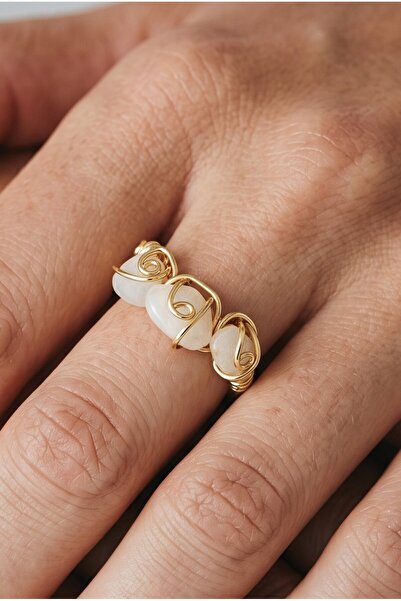 NBS Beautiful Naturel Stones Real Moonstone Gold Color Ring