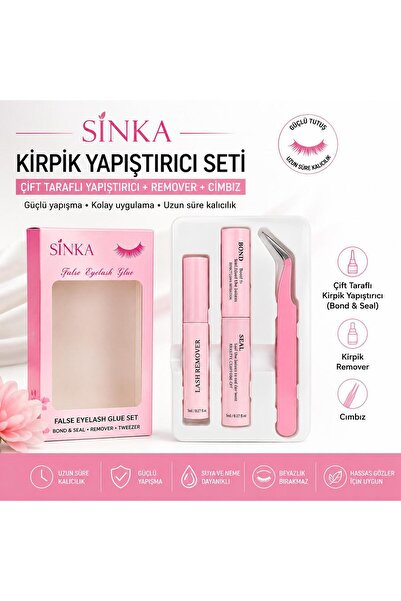 SİNKA Takma Kirpik Yapıştırıcı ve Sabitleyici, Çift Taraflı Bond & Seal+Remov...