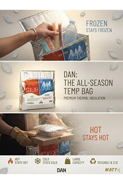 matt DAN Hot & Cold Insulated Thermal Bag - Reusable Grocery & Food Delivery Bag