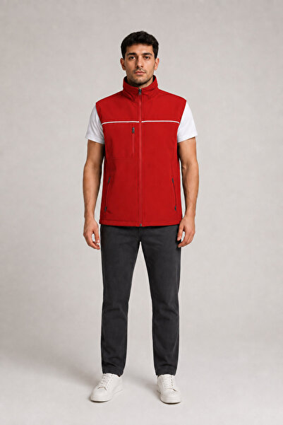 ORANGECAT Su Geçirmez Reflektör Şeritli Unisex Kırmızı Softshell İş Yeleği