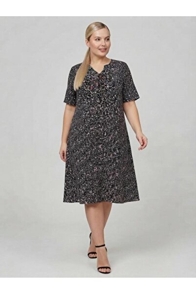 Sedef Moda Evi Short Sleeve Mini Floral Print Hijab Plus Size Mother's Dress