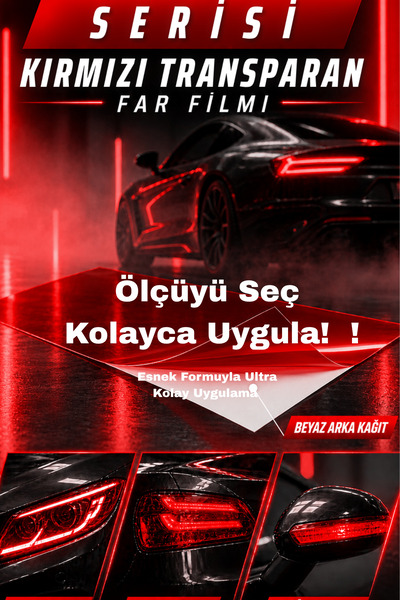 Banxtre Red Clear Color Headlight Film for Motorcycles and Cars Stretchable E...