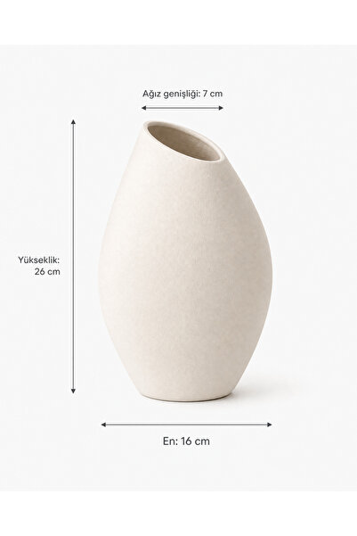 Lui Tasarım Dokulu Vazo Seramik Dekorasyon İskandinav Tarzı Modern Bohem Siyah Rengi Vazo Sade Şık Seramik 28 Cm Mila