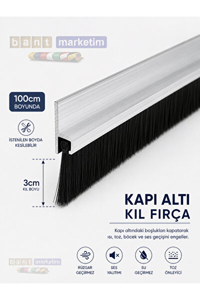 BantMarketim Kapı Altı Fırçası Kendinden Yapışkanlı 100cm Kıl Boyu 3cm