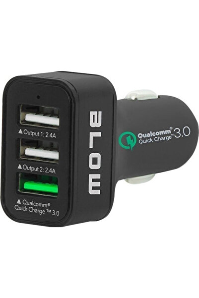 Blow Φορτιστής αυτοκινήτου Qualcomm 3.0 40W 2.4A με 3 θύρες USB, Μαύρο, Κωδικ...
