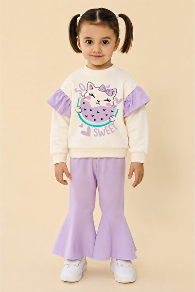 bebekpare Girl's Top and Bottom Printed Set Watermelon Spanish Lilac Seasonal