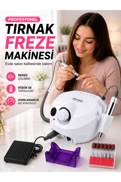 Profesyonel Elektrikli Freze Tırnak Parlatıcı Törpü Manikür Pedikür Makinesi Güçlü Kalite