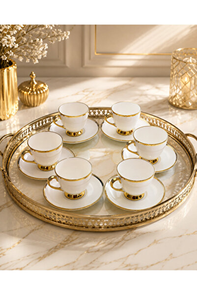 evinbizden 6-Person Classic Sultan Elegance Coffee Cup Set Porcelain